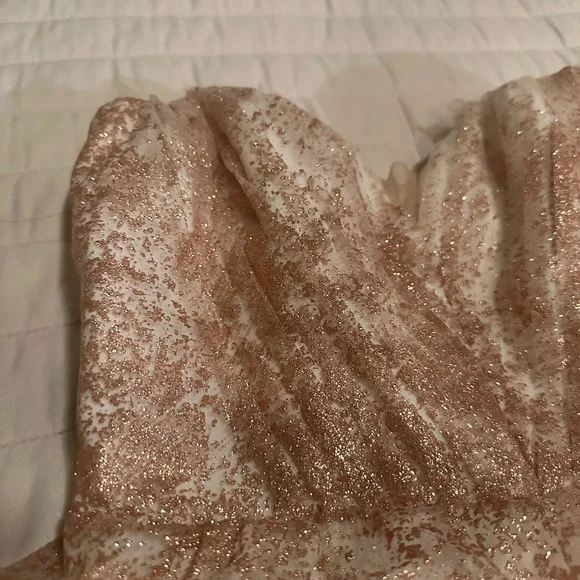 Marchesa Notte Pink and White Embellished Babydoll Dress Sweetheart Neckline - Picture 9 of 12